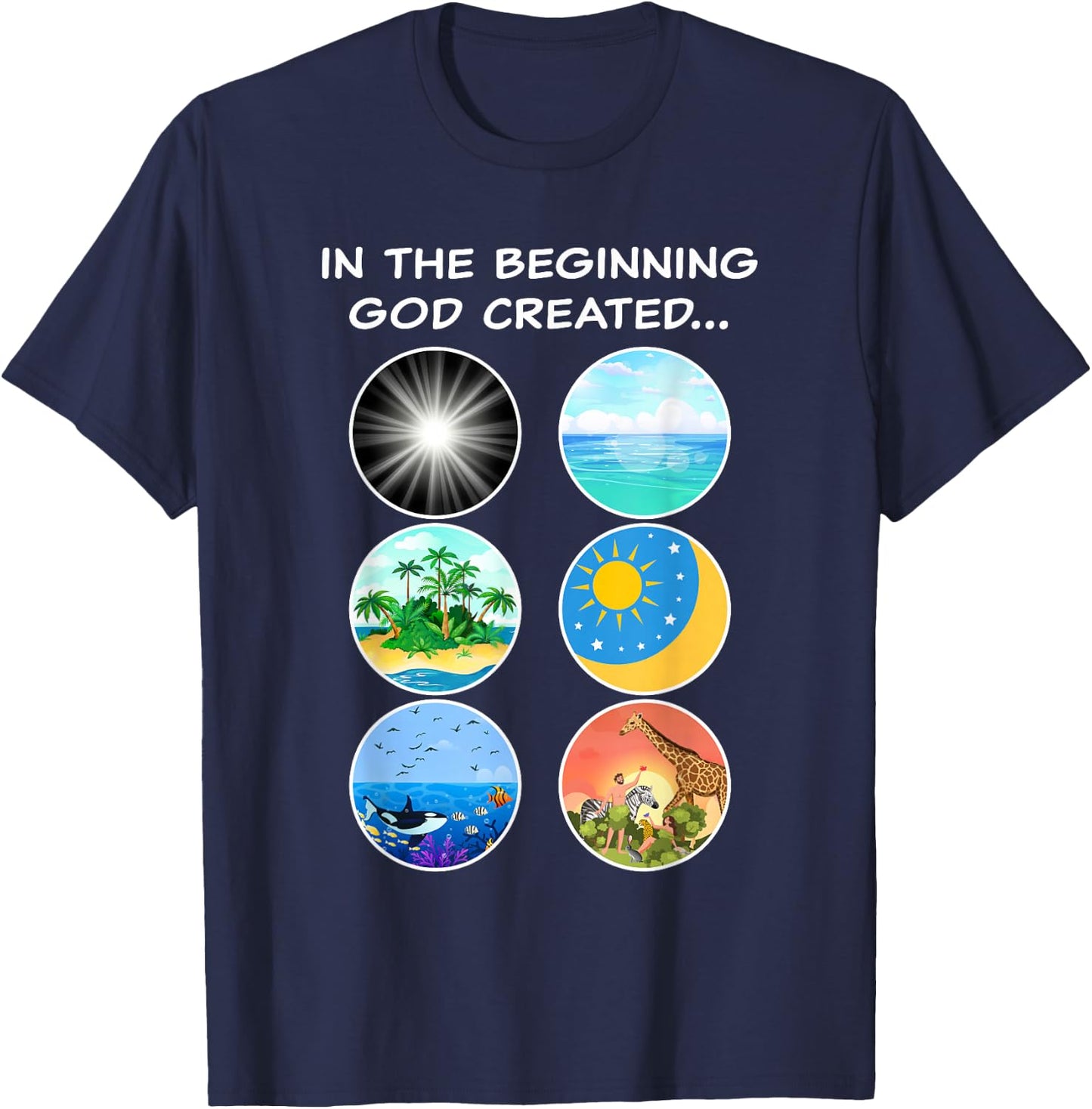 In The Beginning GOD Created: School Teacher & Kids Creation T-Shirt - T-Shirt | Navy