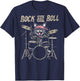 Rock and Roll Cat Drum Vintage ROCK Cat Drummer (ART BACK) Women Kids T-Shirt - T-Shirt | Navy