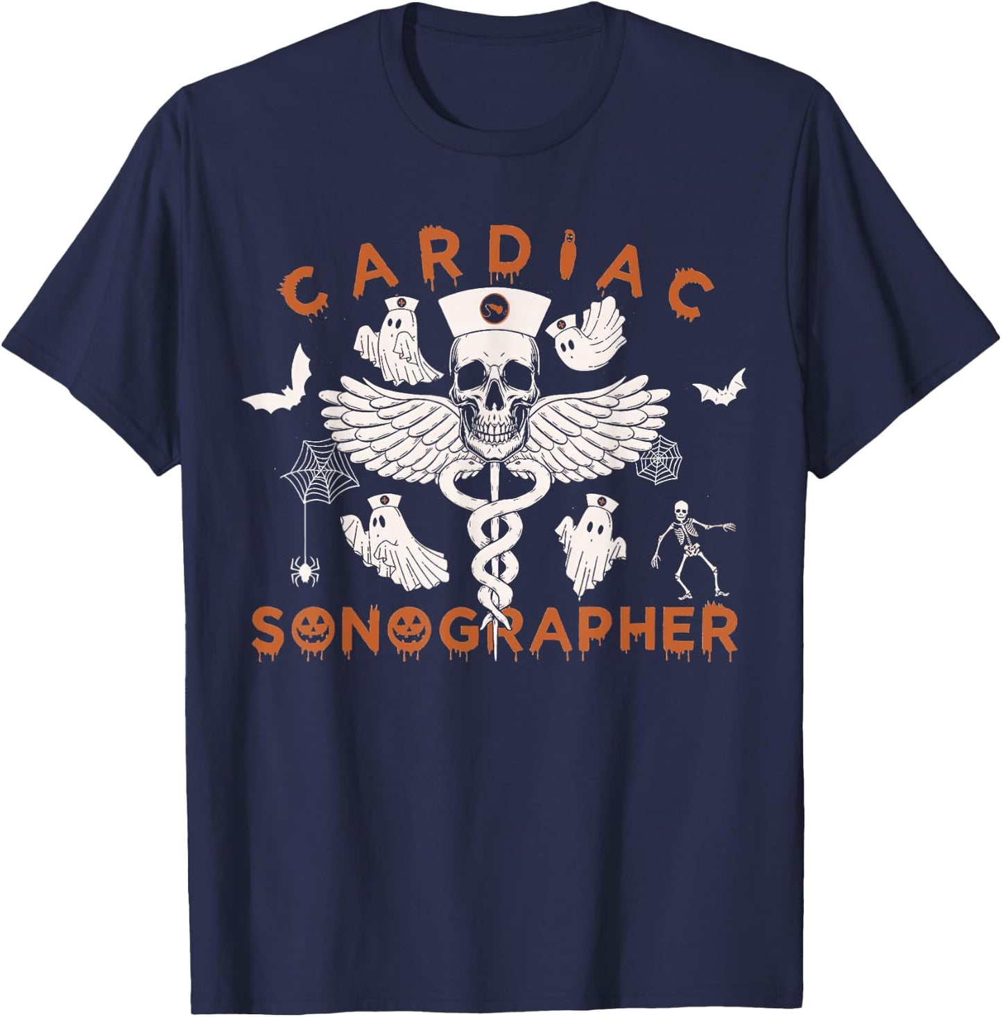 Cardiac Sonographer Halloween, Cardiovascular Halloween T-Shirt - T-Shirt | Navy