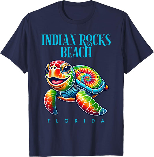 Indian Rocks Beach Florida Smiling Tie Dye Sea Turtle T-Shirt - T-Shirt | Navy