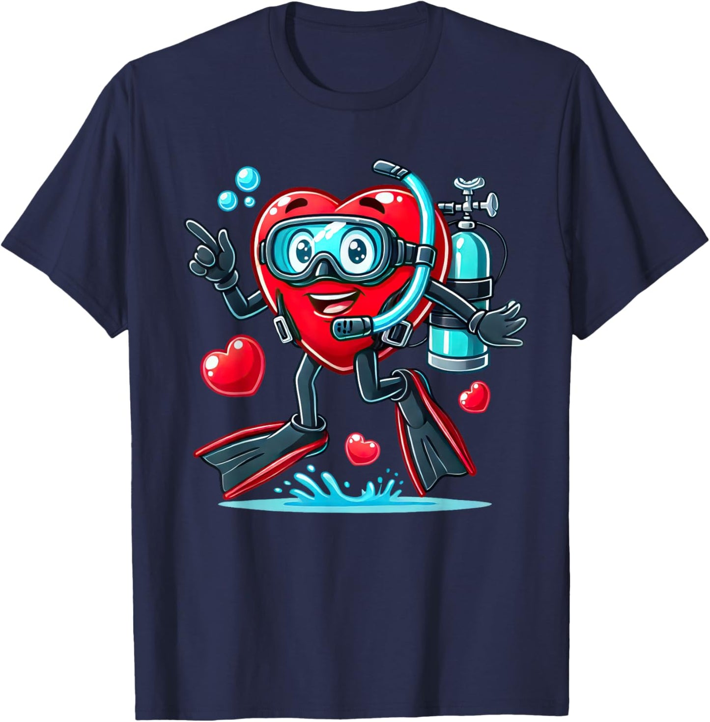 Funny Scuba Diving Heart Valentine Scuba Diving T-Shirt - T-Shirt | Navy
