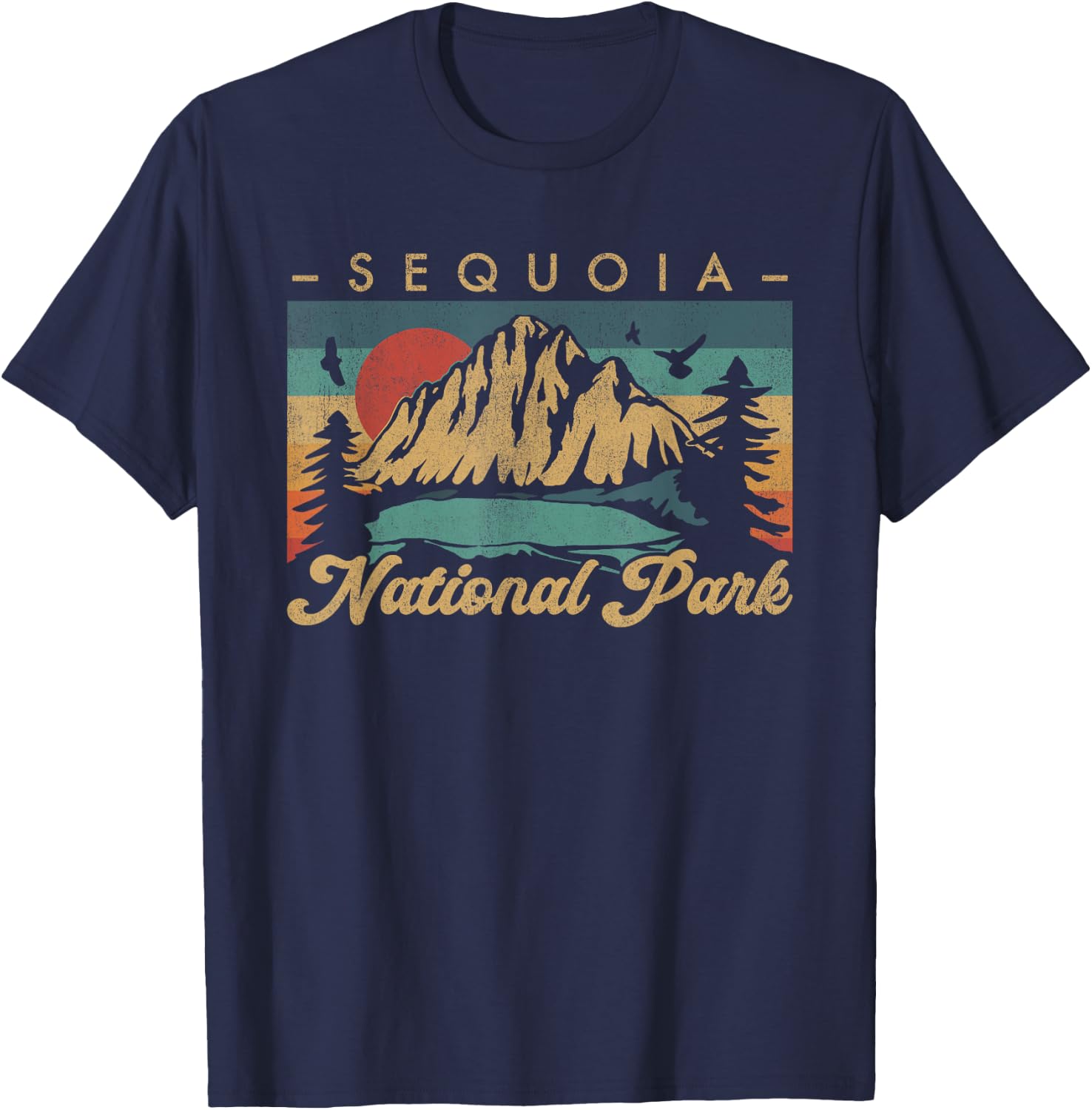 Retro Vintage Graphic Sequoia National Park T-Shirt - T-Shirt | Navy