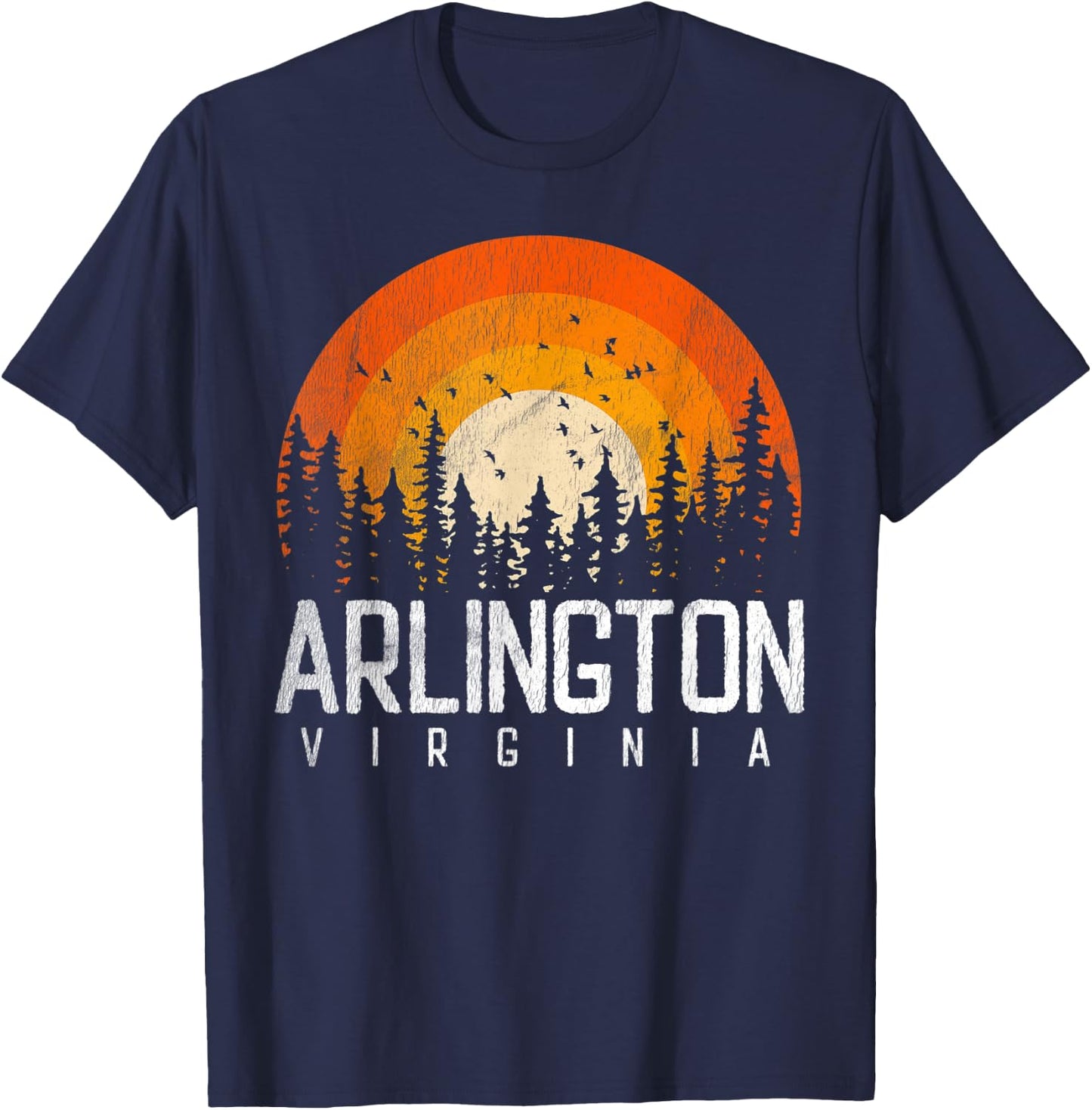 Arlington Virginia VA Shirt Vintage 70s 80s 90s Retro Gift T-Shirt - T-Shirt | Navy
