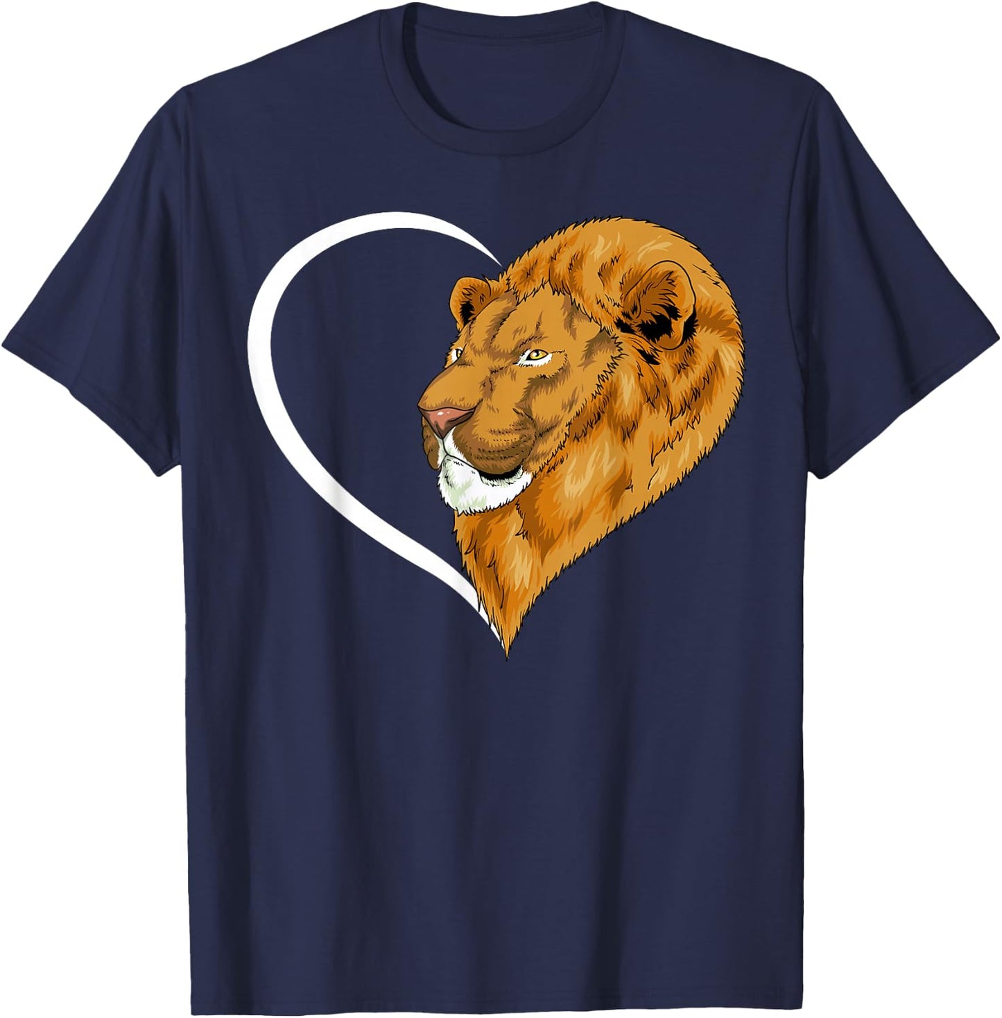 Lion Shirts Girls Kids Heart Cute Lion T-Shirt - T-Shirt | Navy