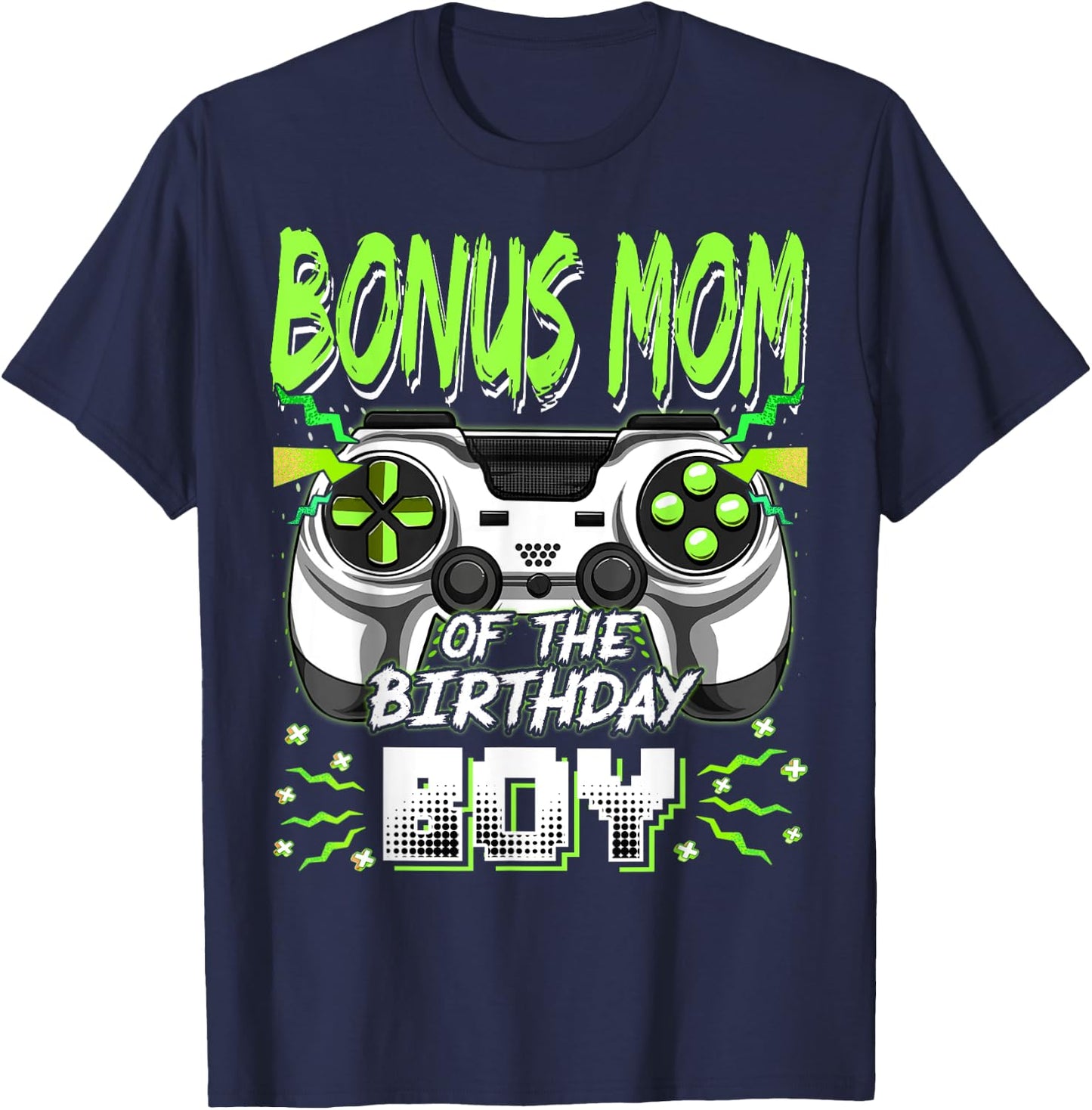 Bonus Mom Of The Birthday Boy Video Game Bday Party T-Shirt - T-Shirt | Navy