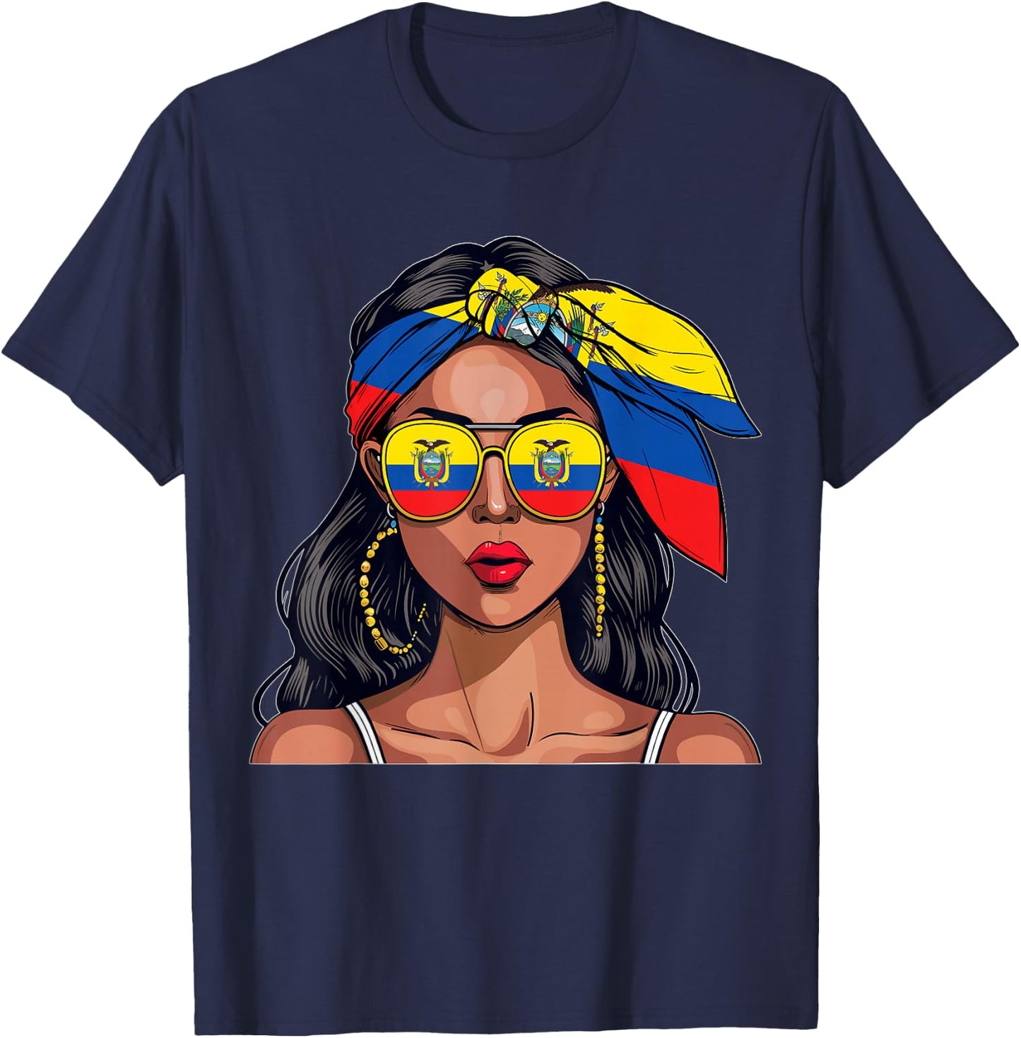 Ecuadorian Souvenirs Products Woman Flag Uniform Ecuador T-Shirt - T-Shirt | Navy