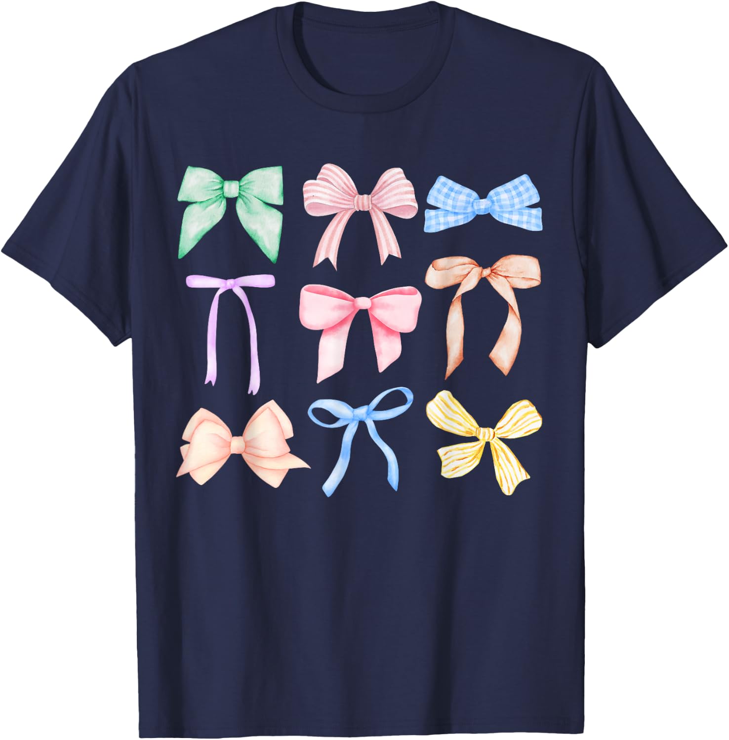 Bows Coquette Bow Coquette Aesthetic Preppy Girly Girl T-Shirt - T-Shirt | Navy