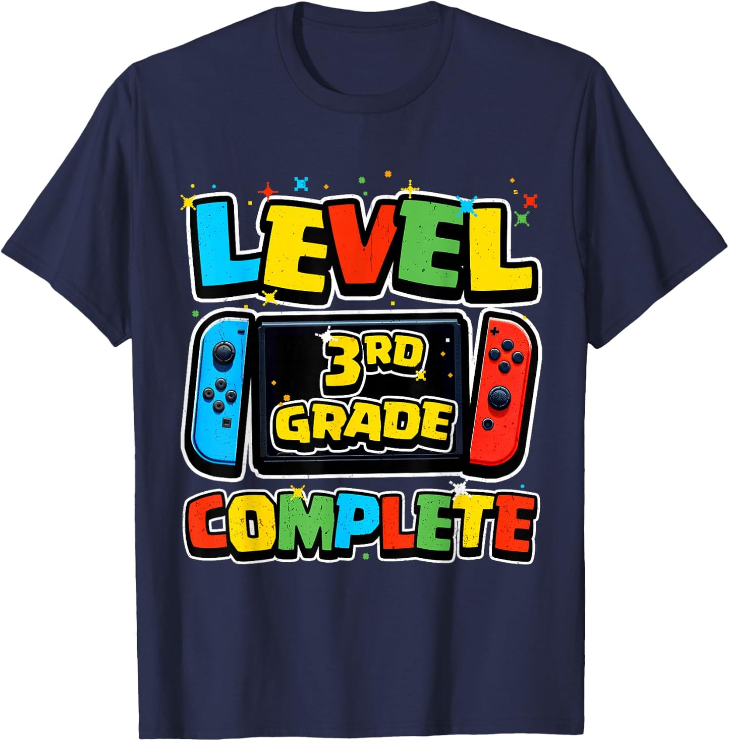 Level 3rd Grade Complete Gamer Boys Girls Kids Class of 2026 T-Shirt - T-Shirt | Navy