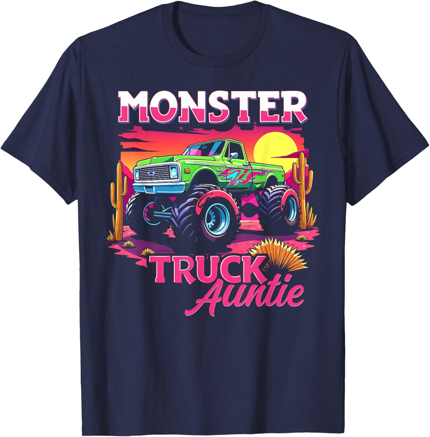 Monster Truck Auntie Matching Family Monster Truck Aunt T-Shirt - T-Shirt | Navy