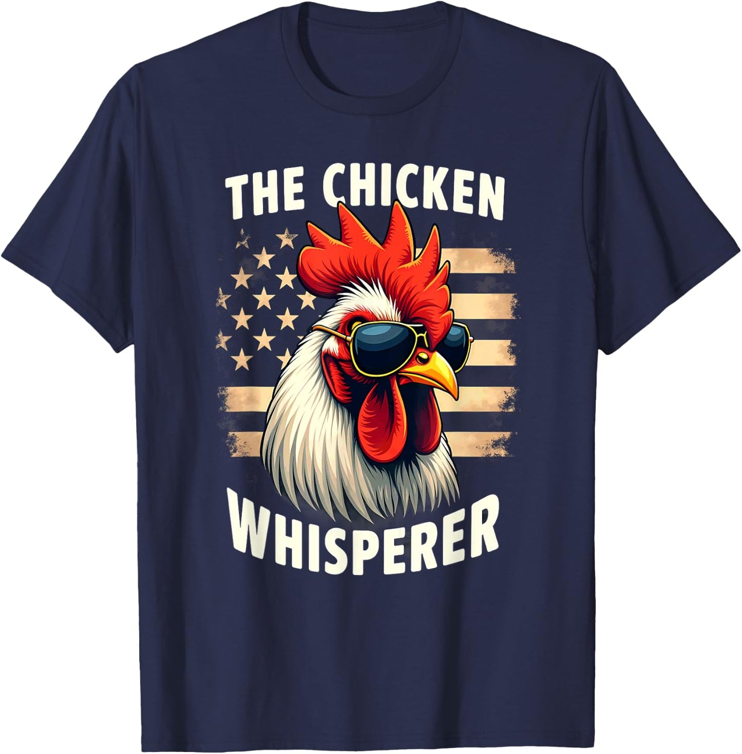 Farmer US Flag Chicken Whisperer Rooster T-Shirt - T-Shirt | Navy