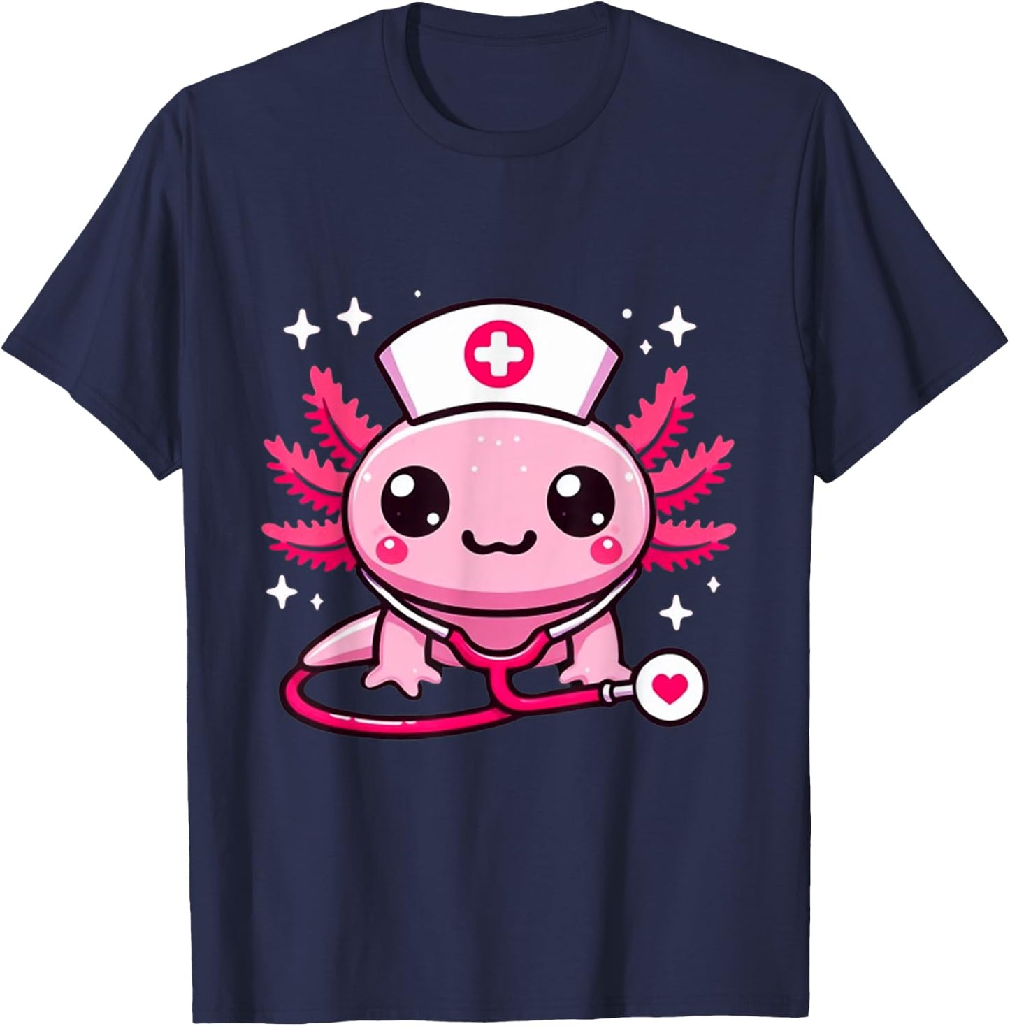 Thanksgiving Scrub Tops Women Axolotls Nurse Holiday Nursing T-Shirt - T-Shirt | Navy