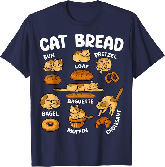 Cat Bread Funny Cat Lover Bakery T-Shirt - T-Shirt | Navy
