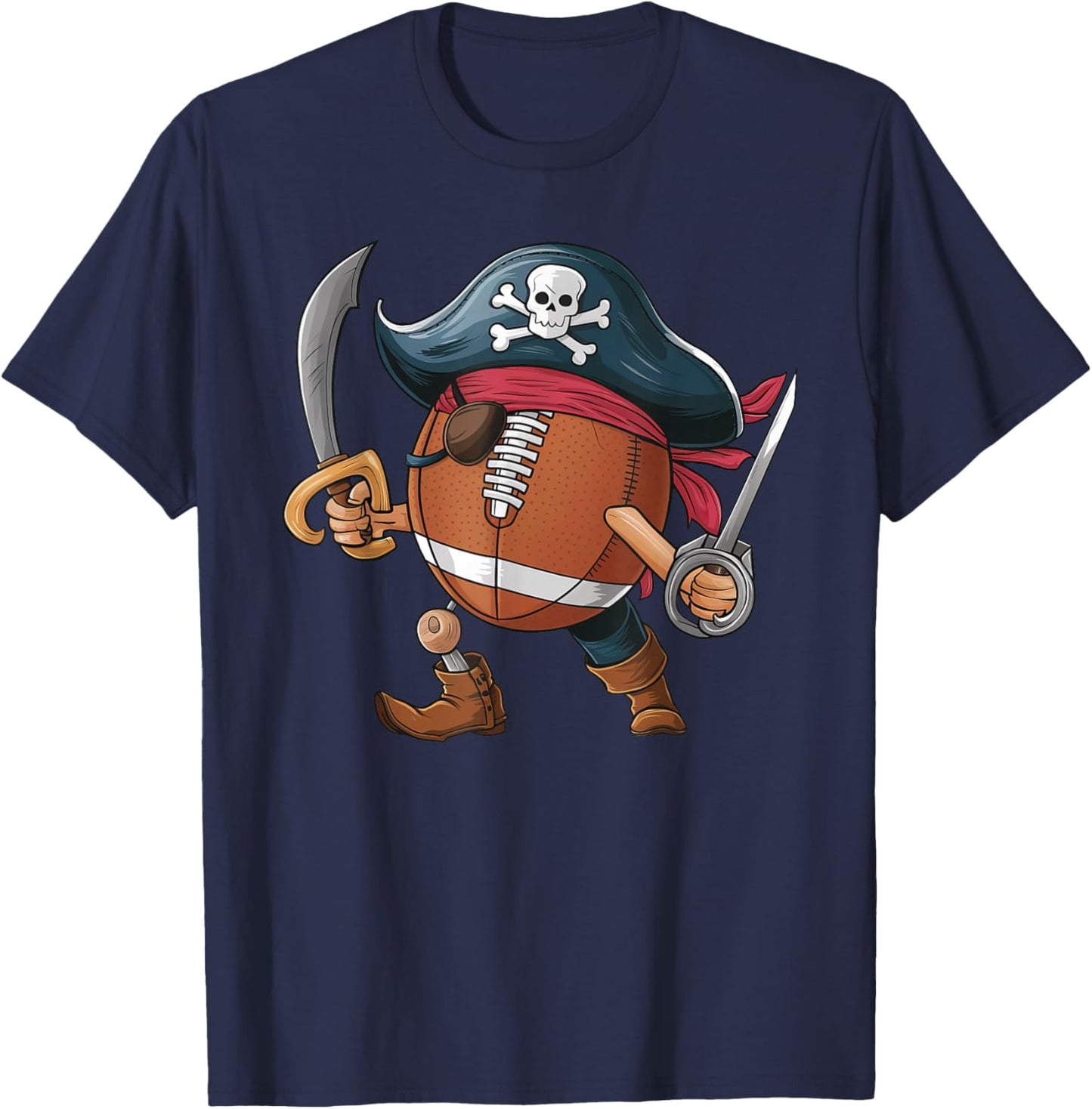Funny Football Pirate Halloween Kids Football T-Shirt - T-Shirt | Navy