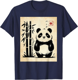 Kawaii Panda Ink Japanese Streetwear Novelty Funny Panda T-Shirt - T-Shirt | Navy