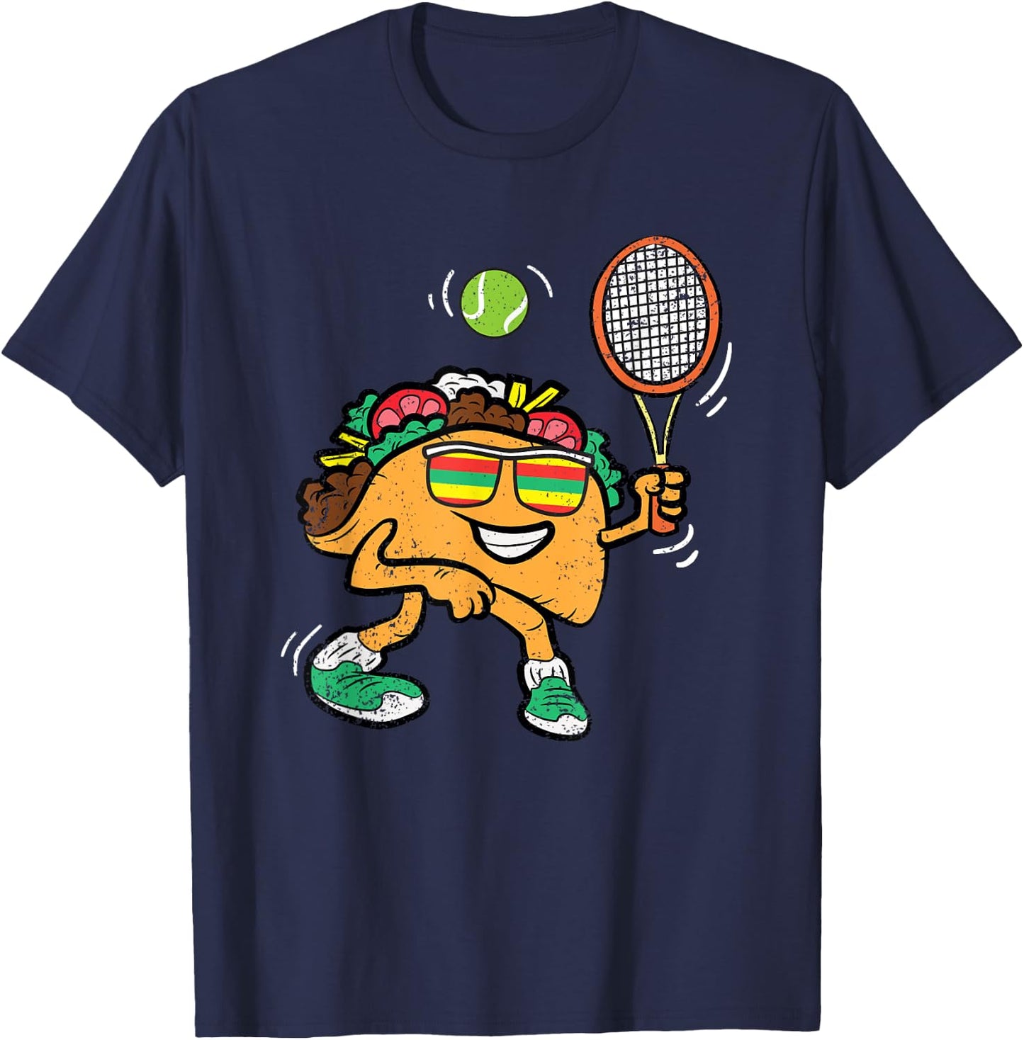 Taco Tennis Player Cinco De Mayo Mexican Bowler Food Fiesta T-Shirt - T-Shirt | Navy