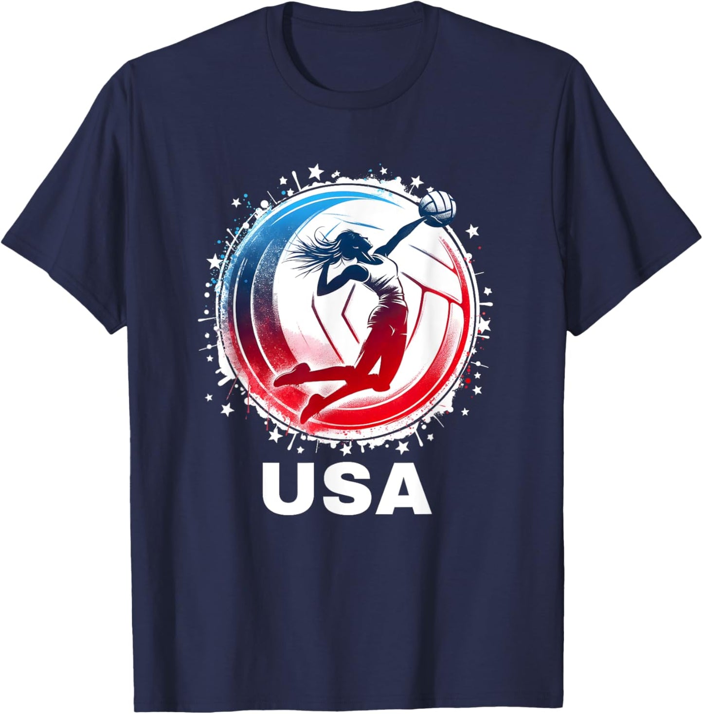 Volleyball USA Team Men Women Kids Volleyball Apparel USA T-Shirt - T-Shirt | Navy