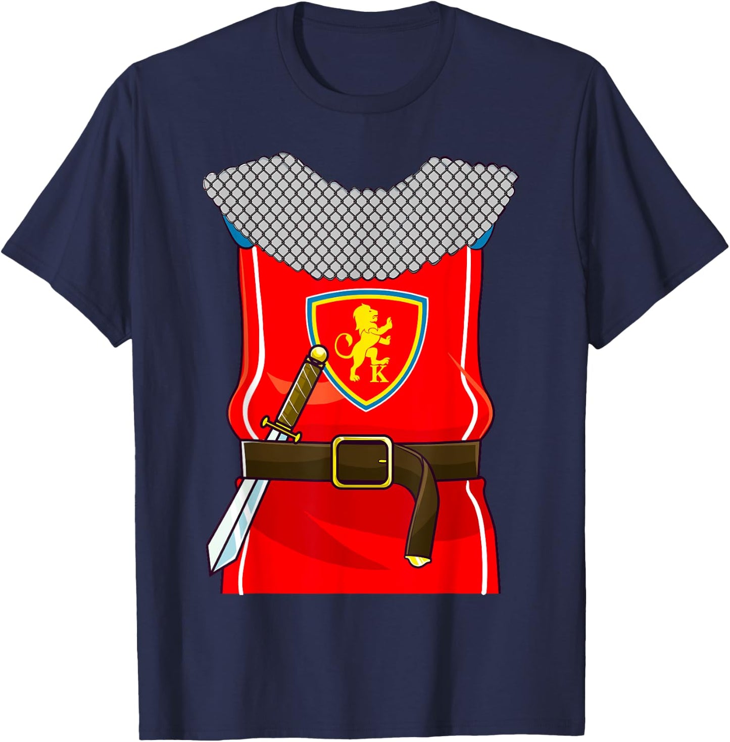 Knight Costume Knights Armor Sword Halloween Kids Boys Men T-Shirt - T-Shirt | Navy
