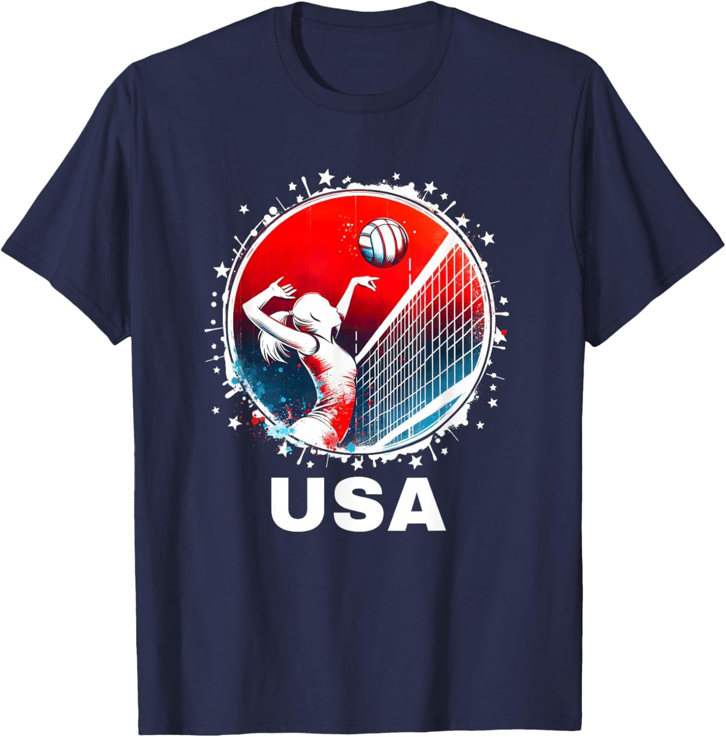 USA Team Volleyball Shirt Volleyball Women Volleyball USA T-Shirt - T-Shirt | Navy