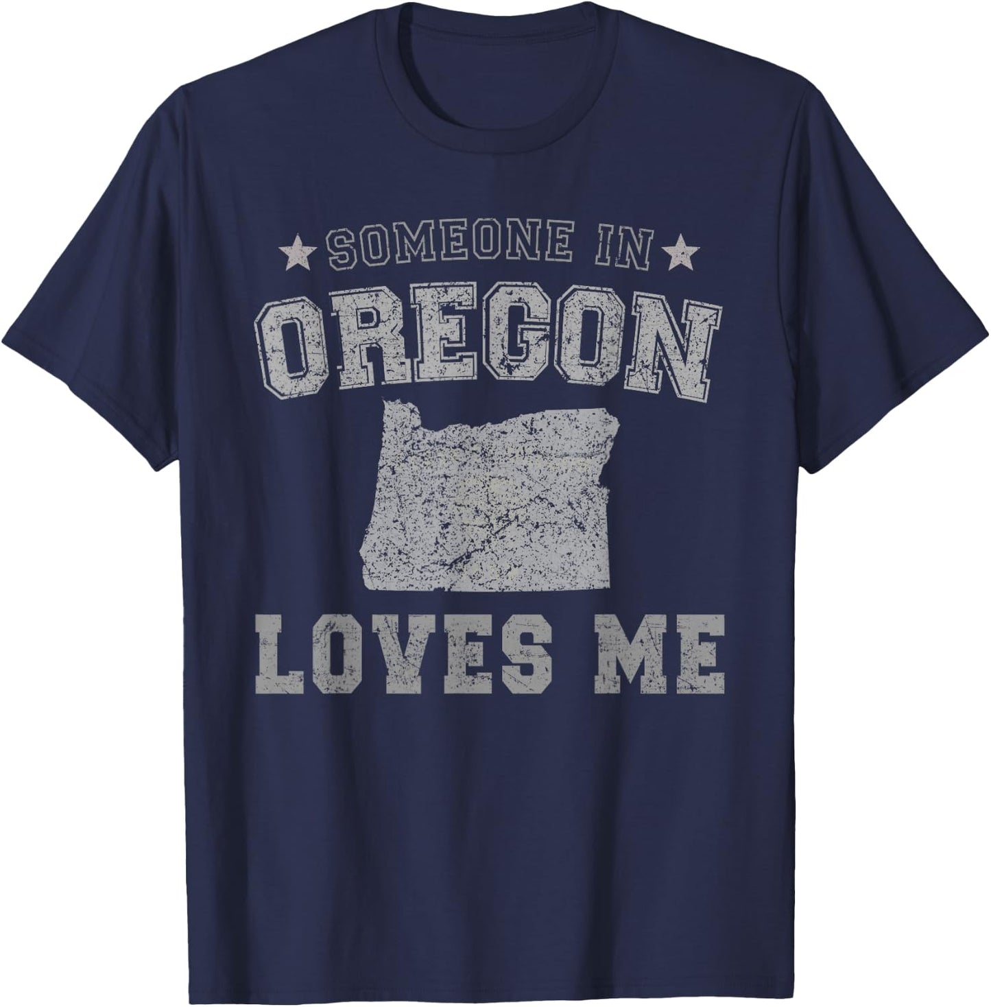 Someone In Oregon Loves Me Heart Vintage State T-Shirt - T-Shirt | Navy