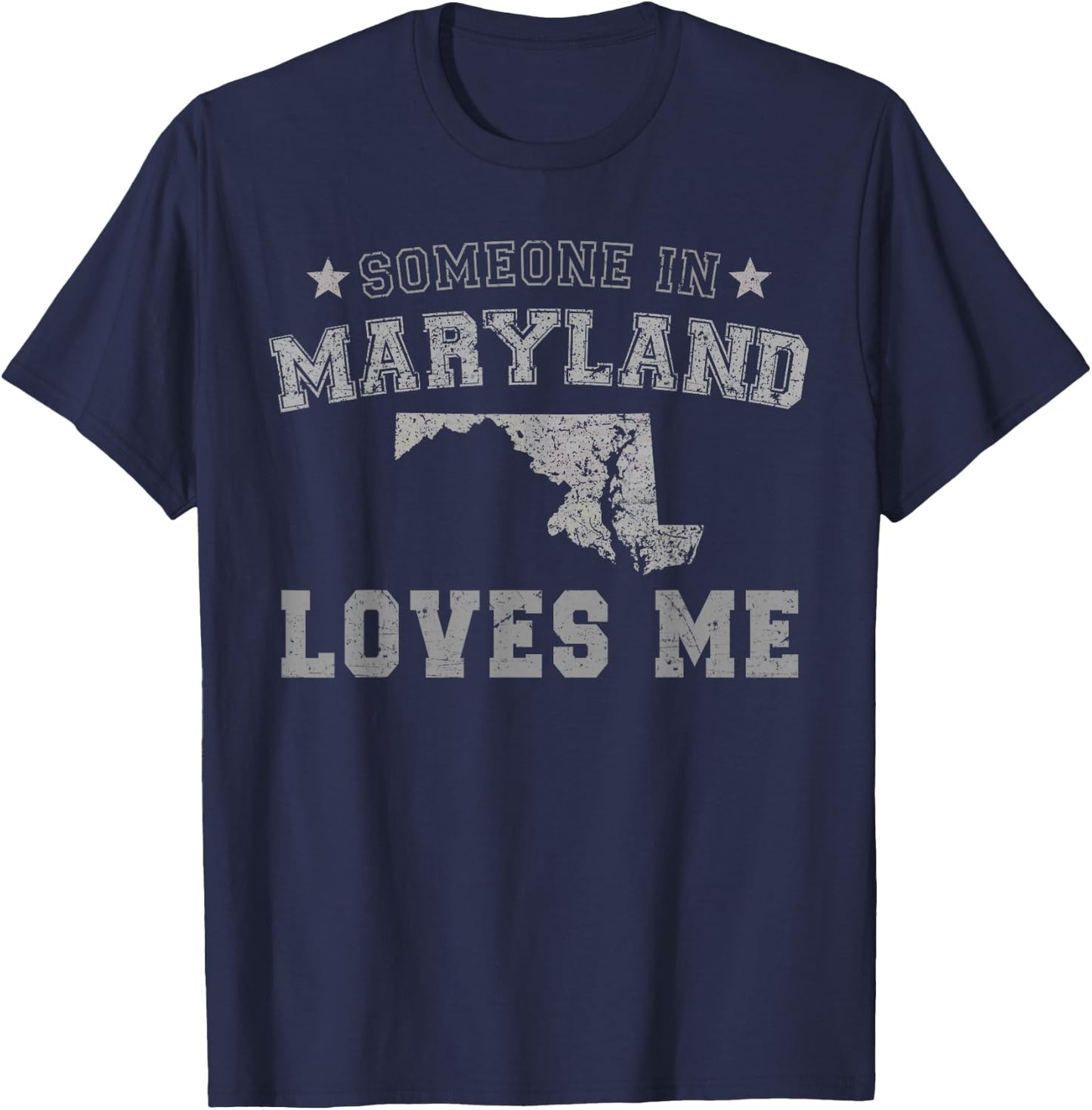 Someone In Maryland Loves Me Heart Vintage State T-Shirt - T-Shirt | Navy