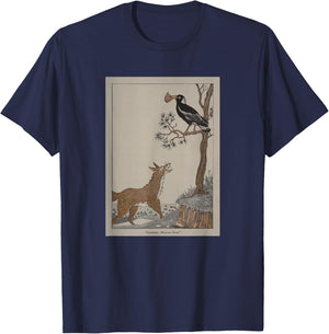 The Fox and The Crow - Aesop's Fables T-Shirt - T-Shirt | Navy