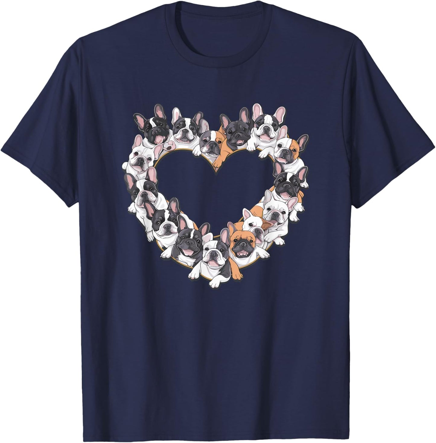 Heart French Bulldog Frenchie Bulldogs T-Shirt - T-Shirt | Navy