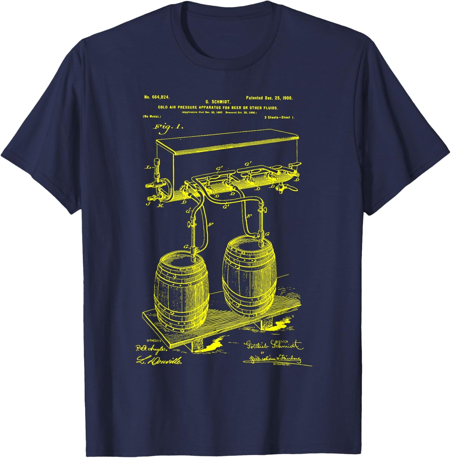 Craft Beer Brewing Classic Vintage Patent Brewery Brewer T-Shirt - T-Shirt | Navy