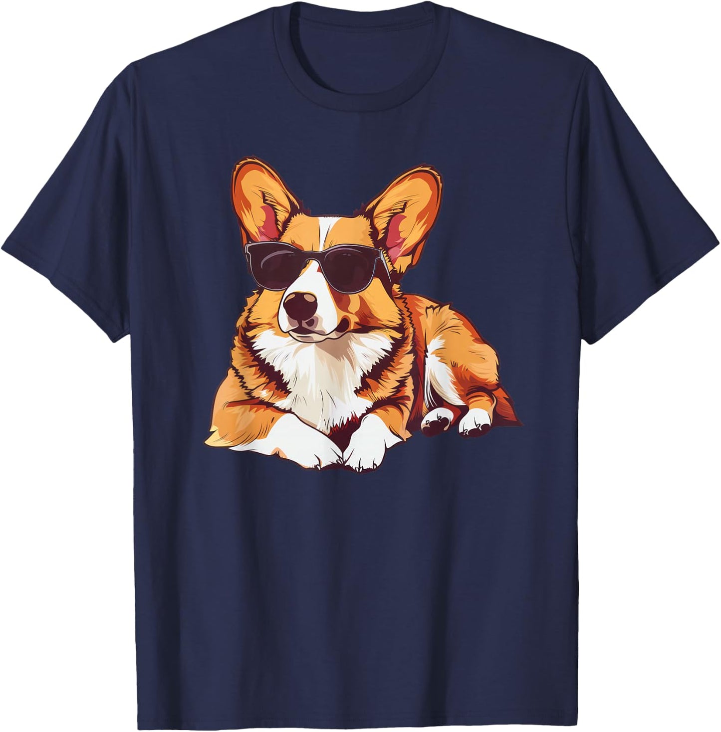 Pembroke Welsh Corgi Dog Sunglasses T-Shirt - T-Shirt | Navy