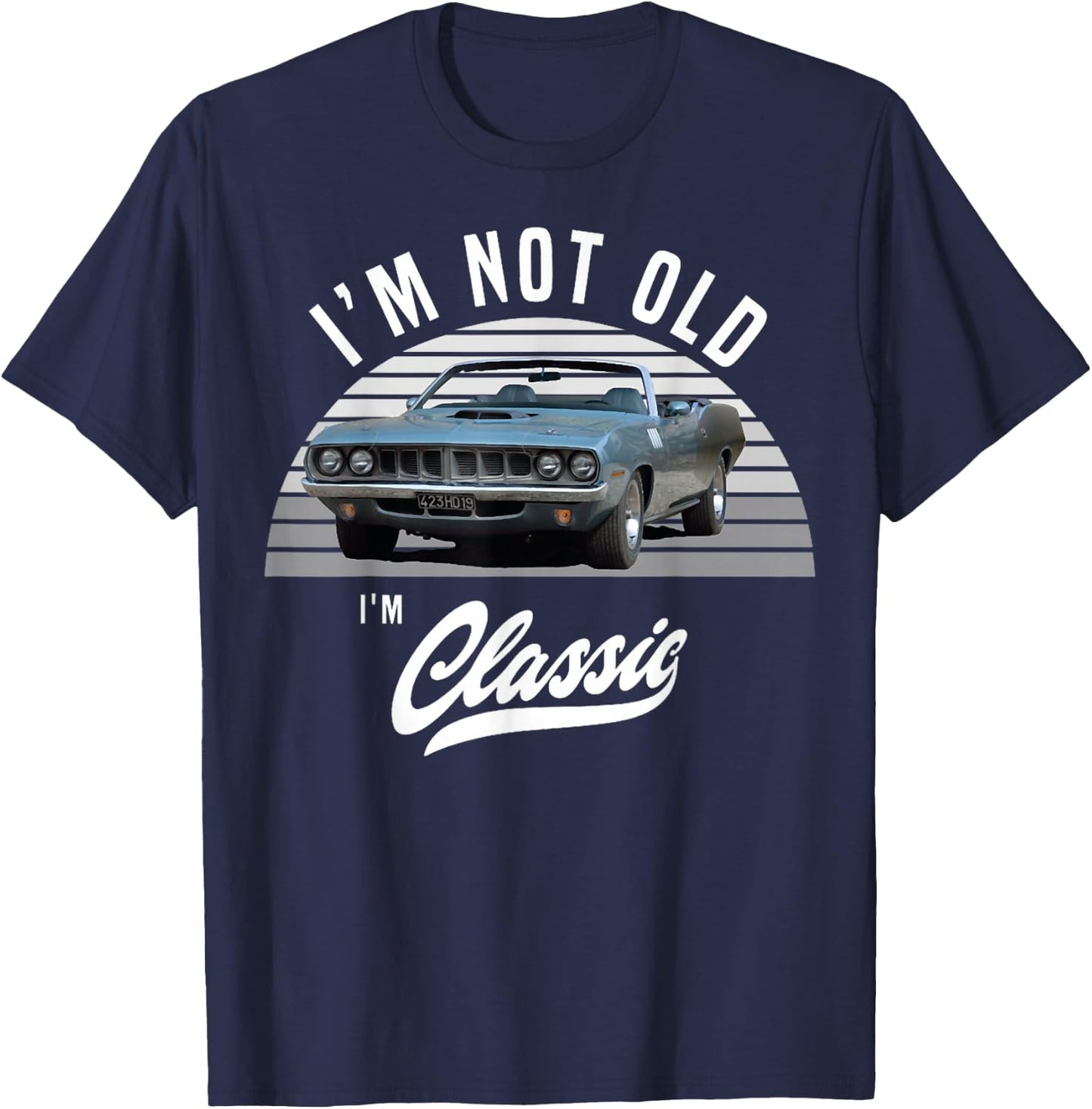 1971 Cuda Plymouth Barracuda Convertible Vintage Cars , Small T-Shirt - T-Shirt | Navy