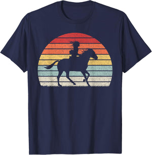 Retro Vintage Girl Horse Riding T-Shirt - T-Shirt | Navy