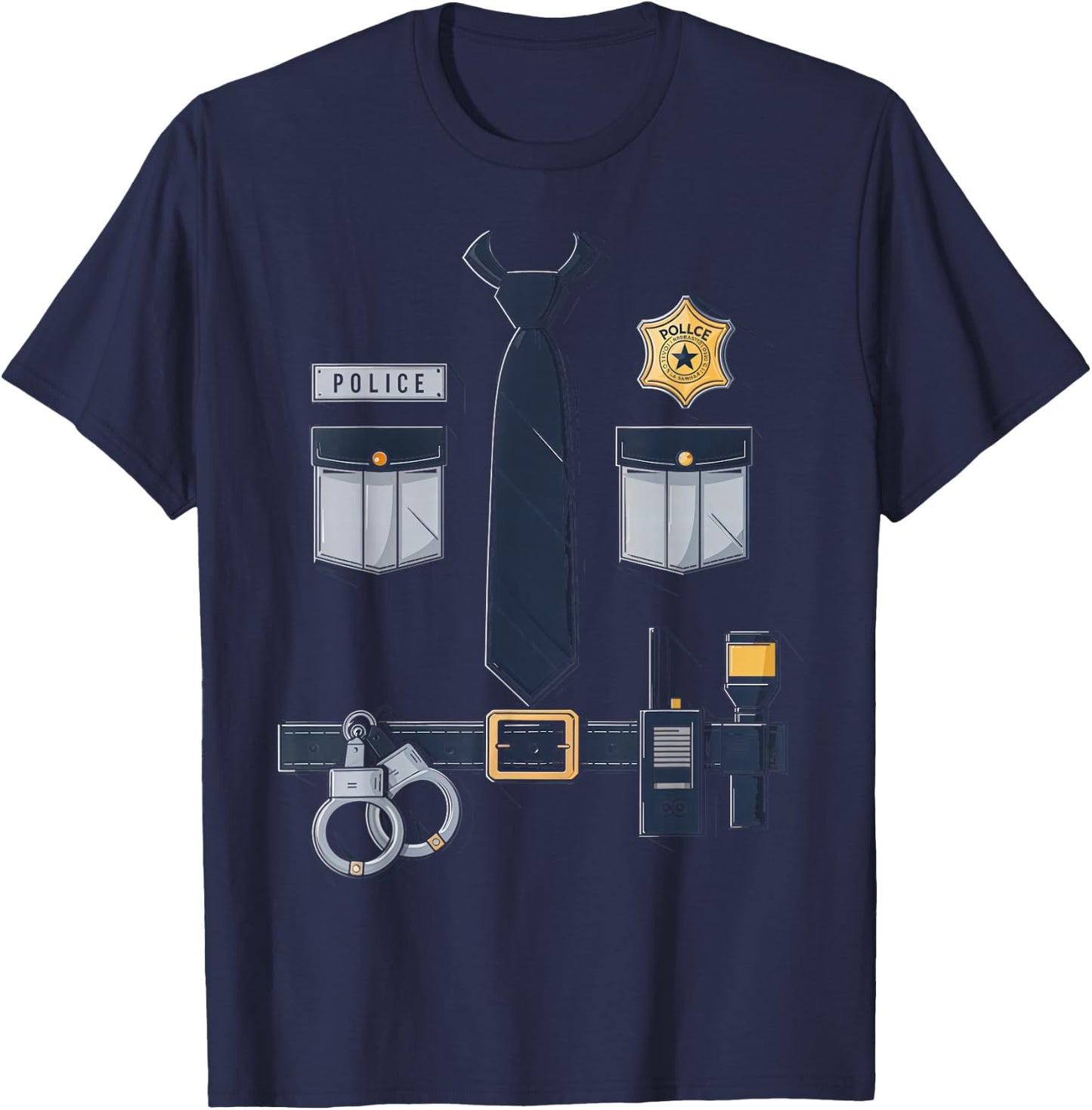 Police Officer Badge Costume Police Gear Cop Costume T-Shirt - T-Shirt | Navy