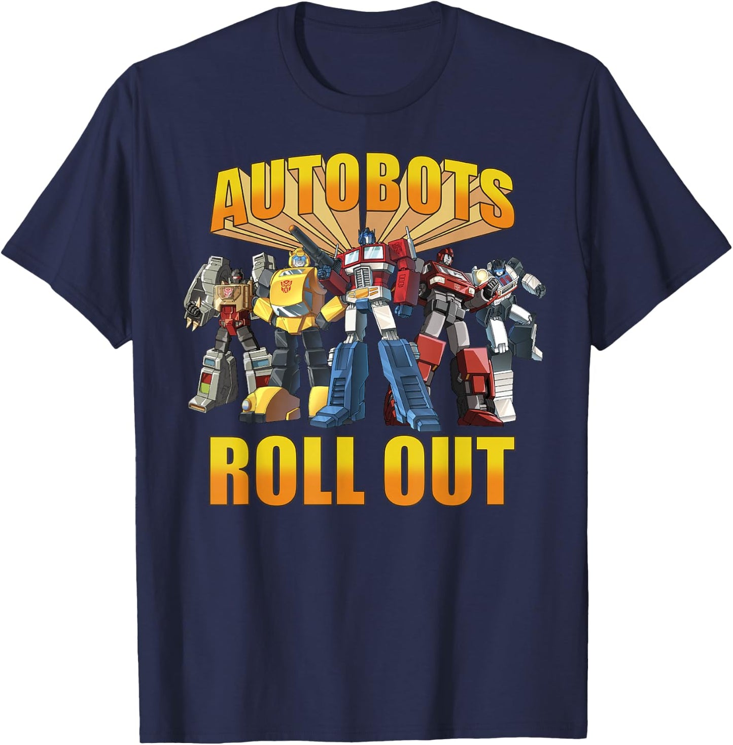 Transformers Retro Autobots Roll Out Group Shot T-Shirt - T-Shirt | Navy