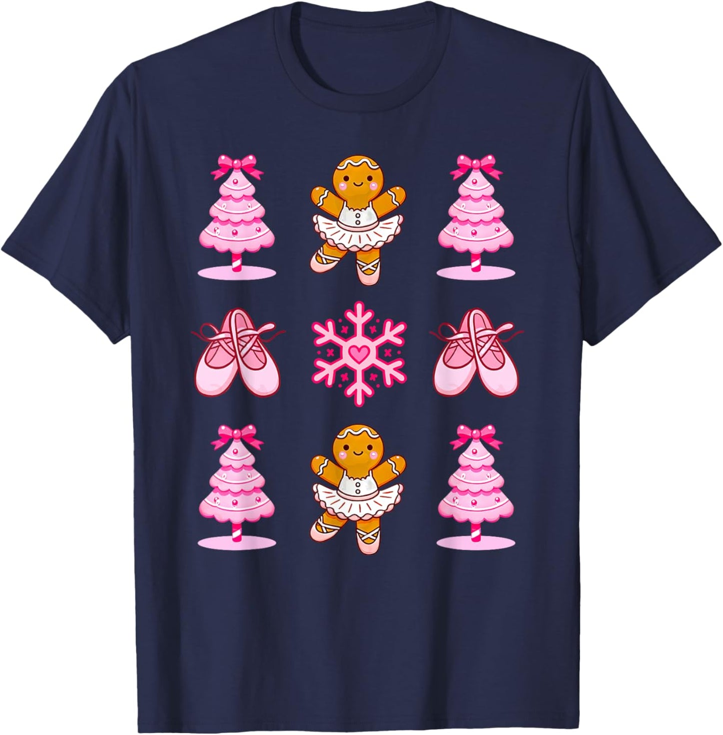 Ballerina Gingerbread Ballet Shoes Dance Teacher Christmas T-Shirt - T-Shirt | Navy