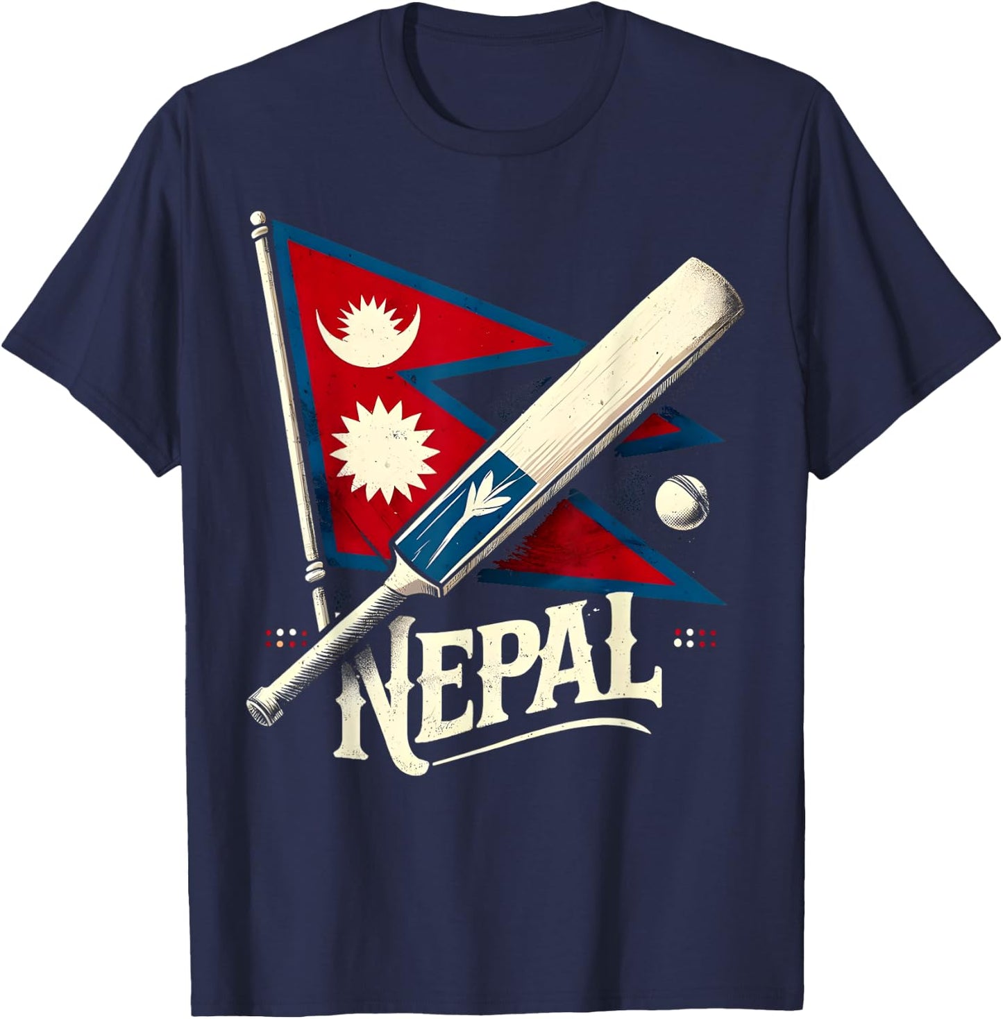 Nepal Cricket Jersey 2024, Cricket Flag of Nepal Team T-Shirt - T-Shirt | Navy