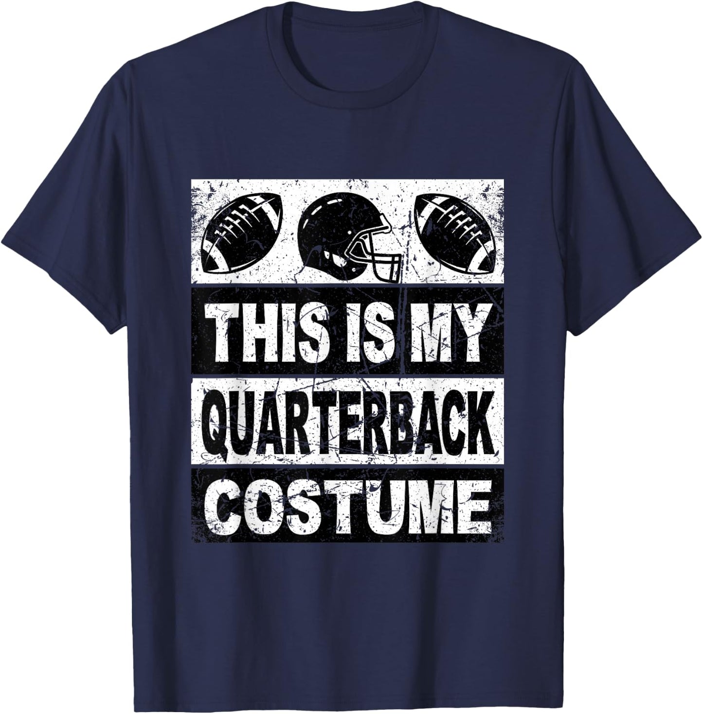 Retro This Is My Quarterback Costume Shirt Football T-Shirt - T-Shirt | Navy