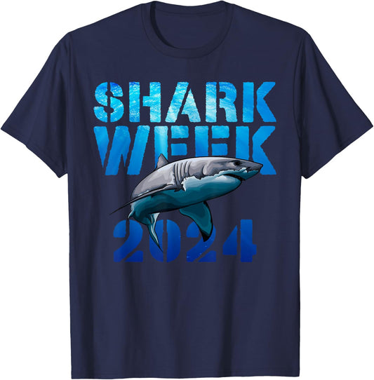 Shark Lover 2024 Week Animal Ocean Beach Summer Scuba Divers Men Women Kids T-Shirt - T-Shirt | Navy