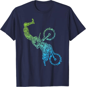 Mechanical Motocross Rider Steampunk Dirt Bike Freestyle MX T-Shirt - T-Shirt | Navy