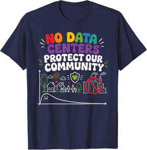No Data Centers Protect Our Community Retro T-Shirt - T-Shirt | Navy