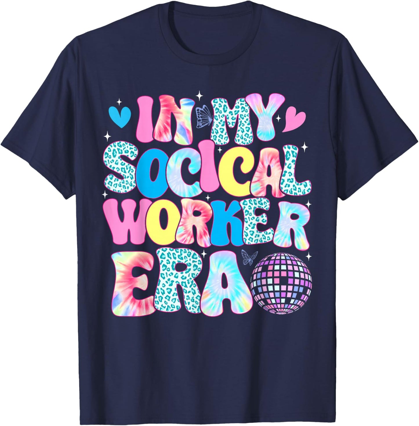 In My Social Worker Era Tie Dye Leopard Social Worker MSW T-Shirt - T-Shirt | Navy