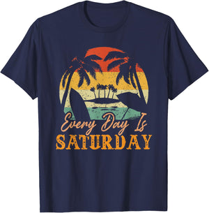 Every Day Is Saturday Funny Retirement 2023 Retired Vintage T-Shirt - T-Shirt | Navy