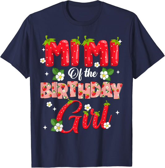 Mimi Of The Birthday Girl Strawberry Berry Sweet One Two T-Shirt - T-Shirt | Navy