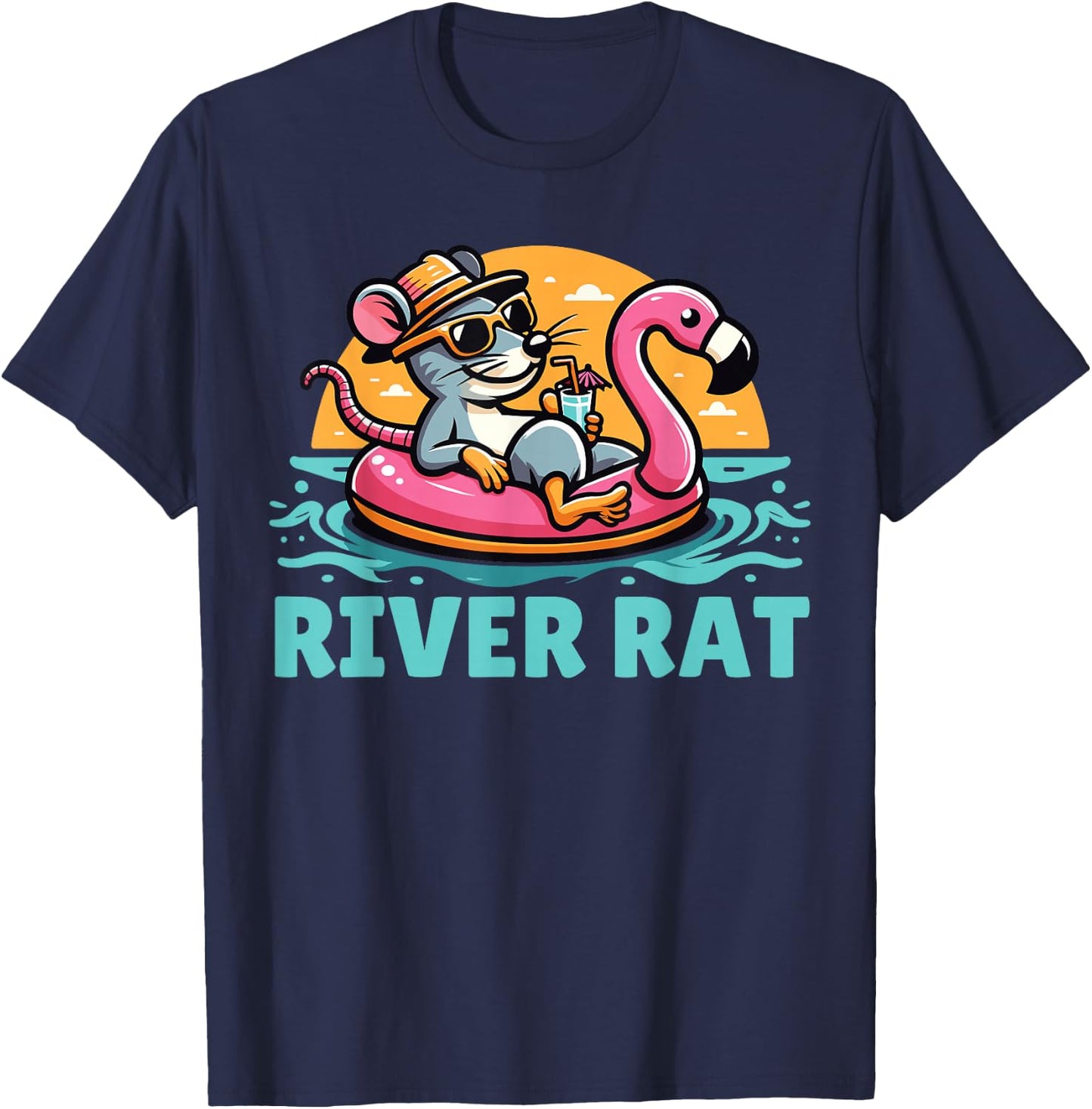 River Rat, River Floating, River Adventures, River Rat T-Shirt - T-Shirt | Navy