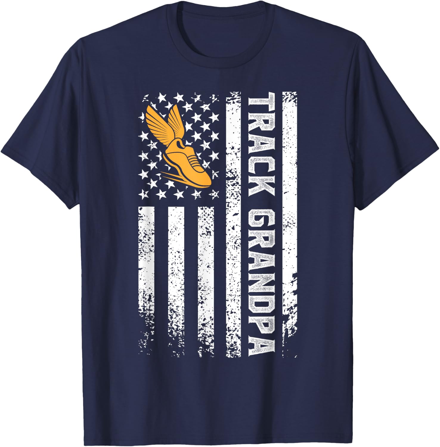 Track Grandpa US Flag Track And Field Grandfather T-Shirt - T-Shirt | Navy