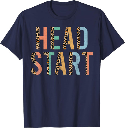 Head Start Teacher Leopard Alphabet Head Start Crew T-Shirt - T-Shirt | Navy