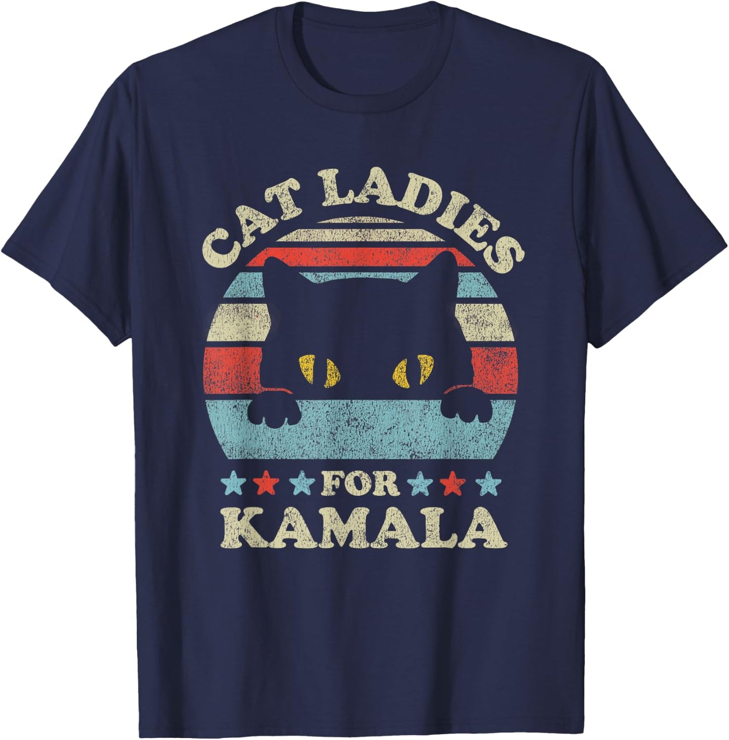 Cat Ladies for Kamala Harris Merch President 2024 Cat Lady T-Shirt - T-Shirt | Navy