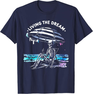 Skeleton Living The Dream T-Shirt - T-Shirt | Navy
