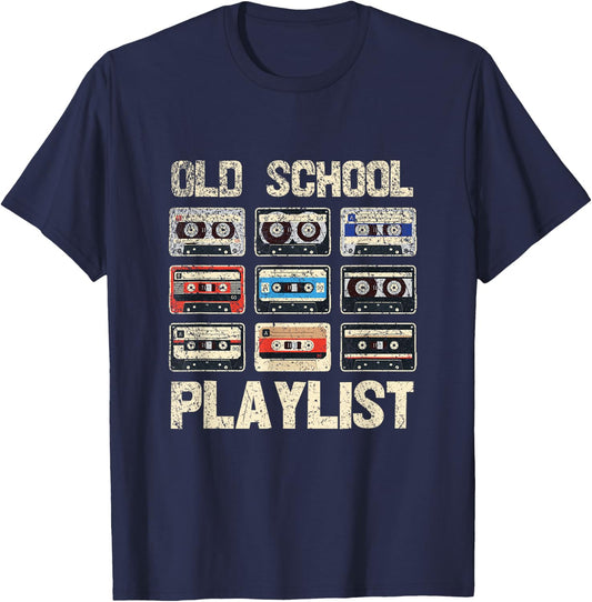 Cassette Tape - Retro 80s Old School Playlist Music T-Shirt - T-Shirt | Navy