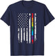 Gay Pride Thin Rainbow Line American Flag T-Shirt - T-Shirt | Navy