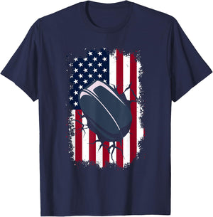 USA American Ice Hockey Player Coach & Fan - Ice Hockey T-Shirt - T-Shirt | Navy