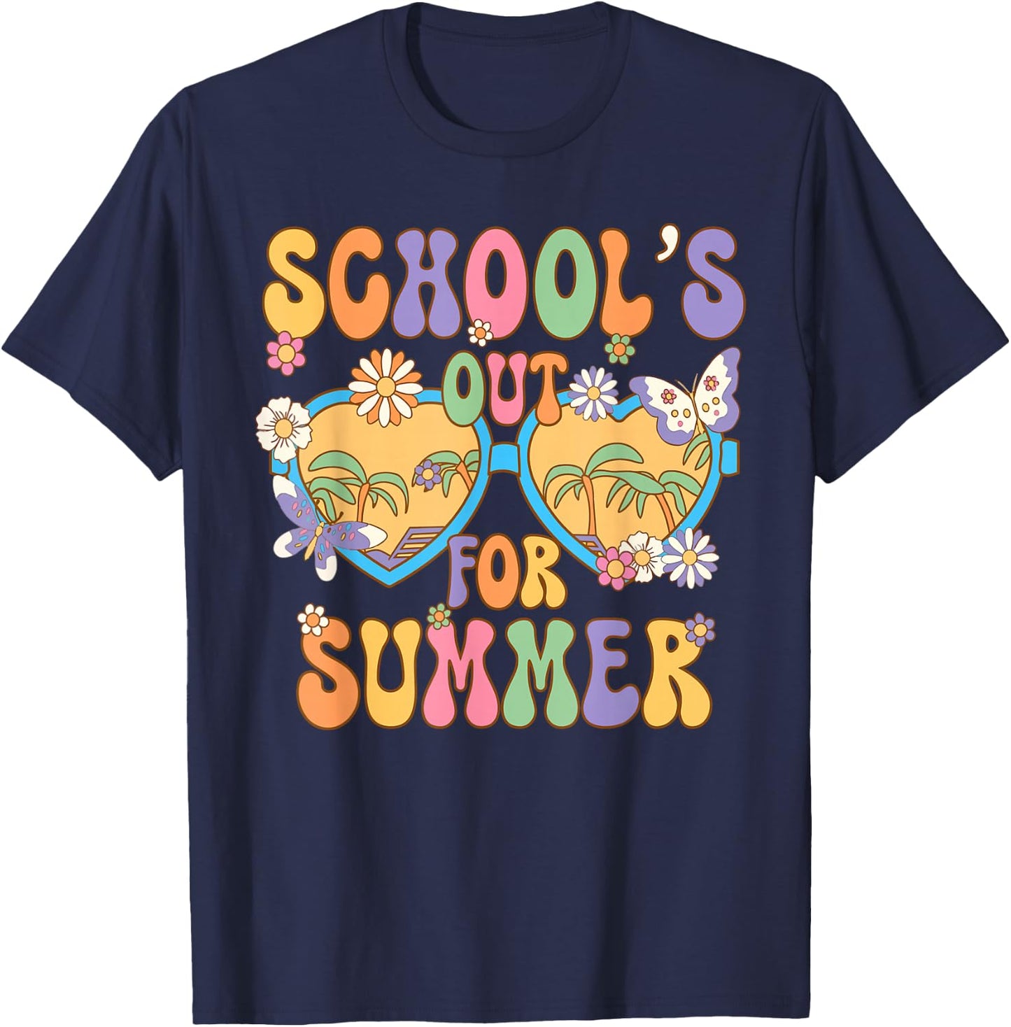 Schools Out For Summer Hawaii Beach Last Day Of School Retro Men Women Kids T-Shirt - T-Shirt | Navy
